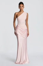 Robe Longue Asymétrique Drapée Femme