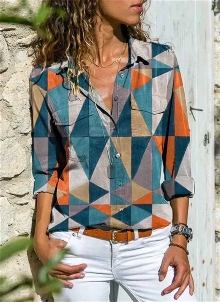 Blouse Femme Imprimé Géométrique Chic