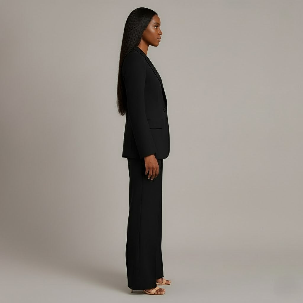 Ensemble Tailleur Blazer et Pantalon à Jambes Larges