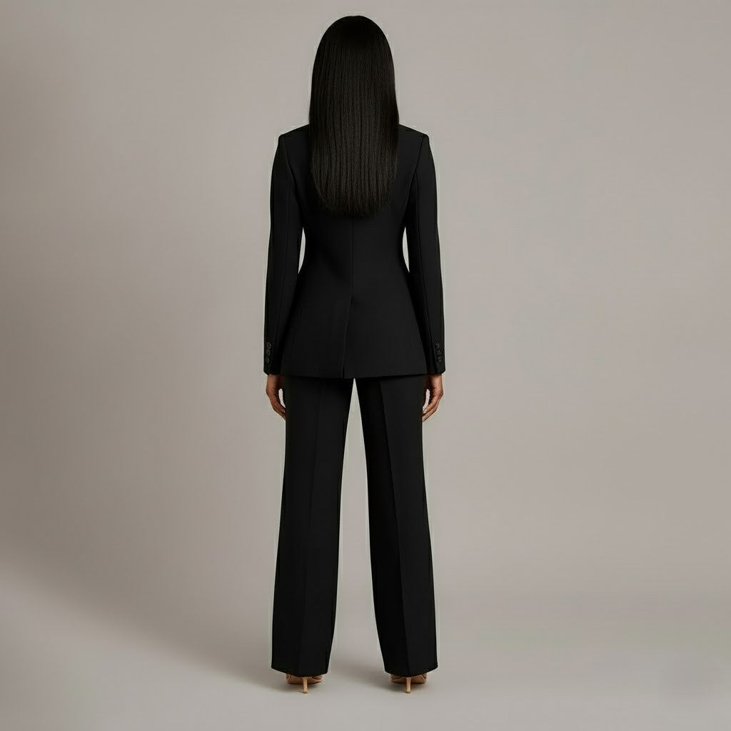 Ensemble Tailleur Blazer et Pantalon à Jambes Larges