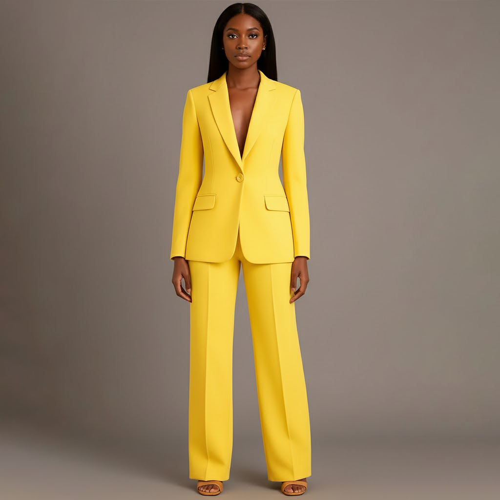 Ensemble Tailleur Blazer et Pantalon à Jambes Larges