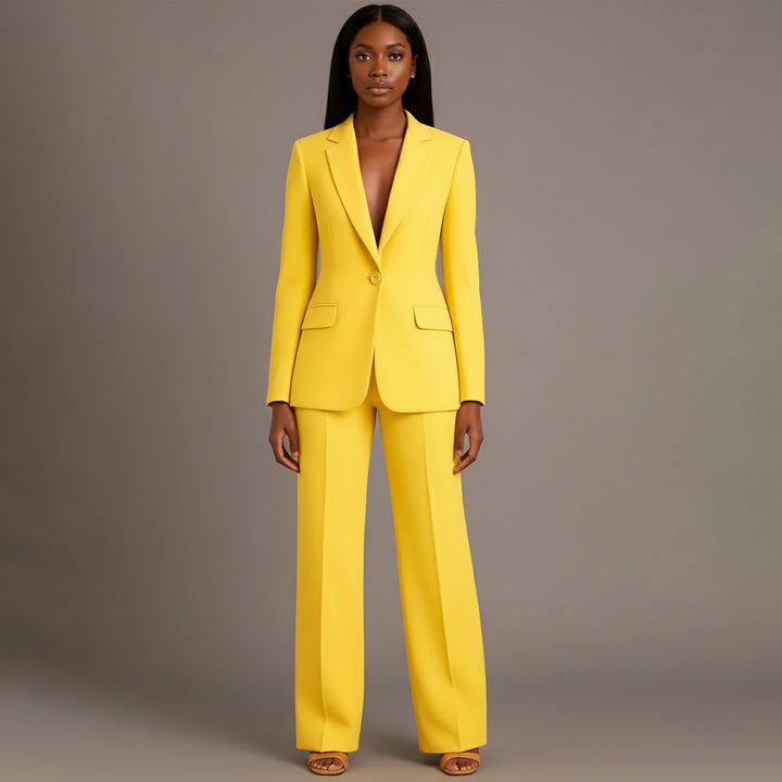 Ensemble Tailleur Blazer et Pantalon à Jambes Larges