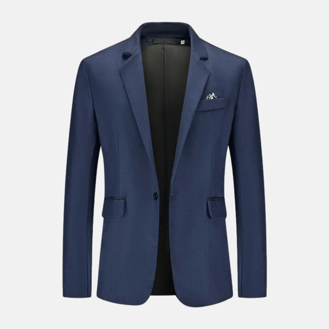 Blazer Homme Ajusté à Revers Crantés
