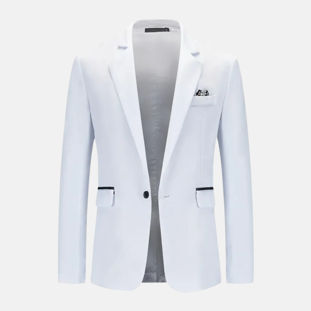 Blazer Homme Ajusté à Revers Crantés