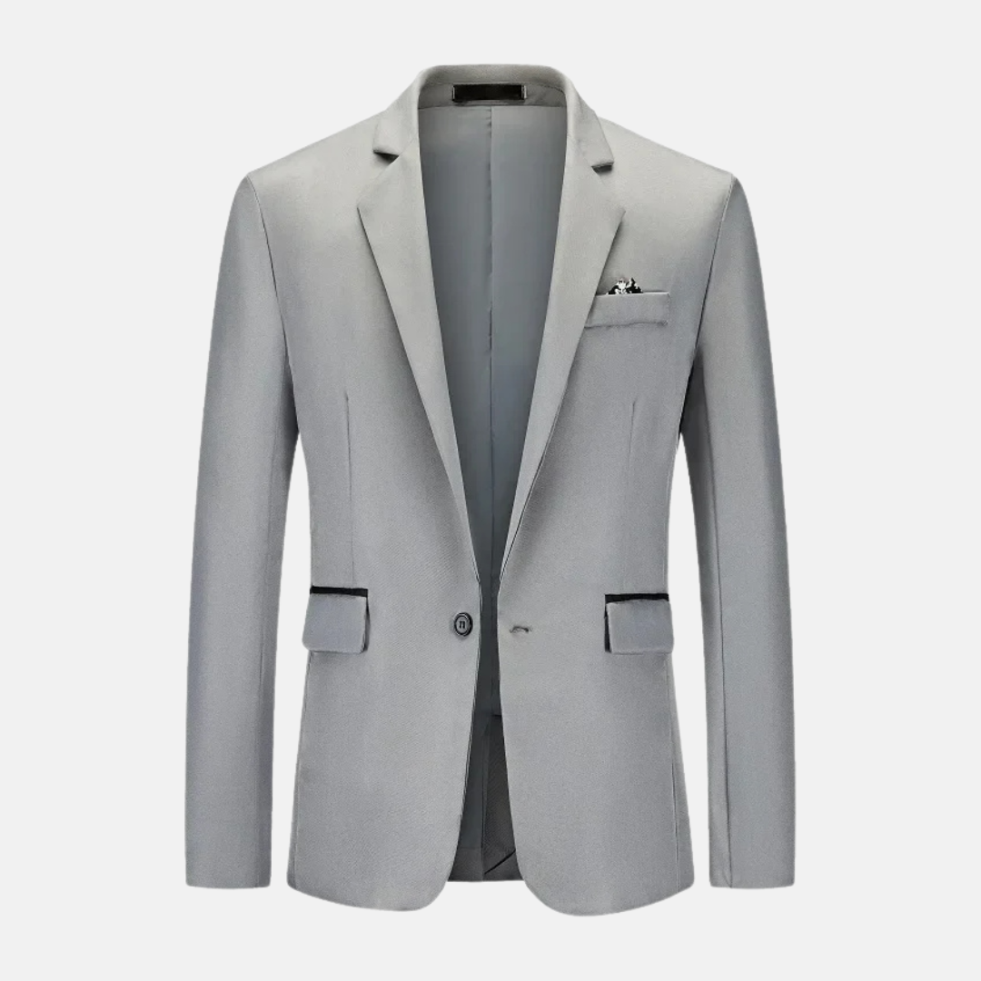 Blazer Homme Ajusté à Revers Crantés