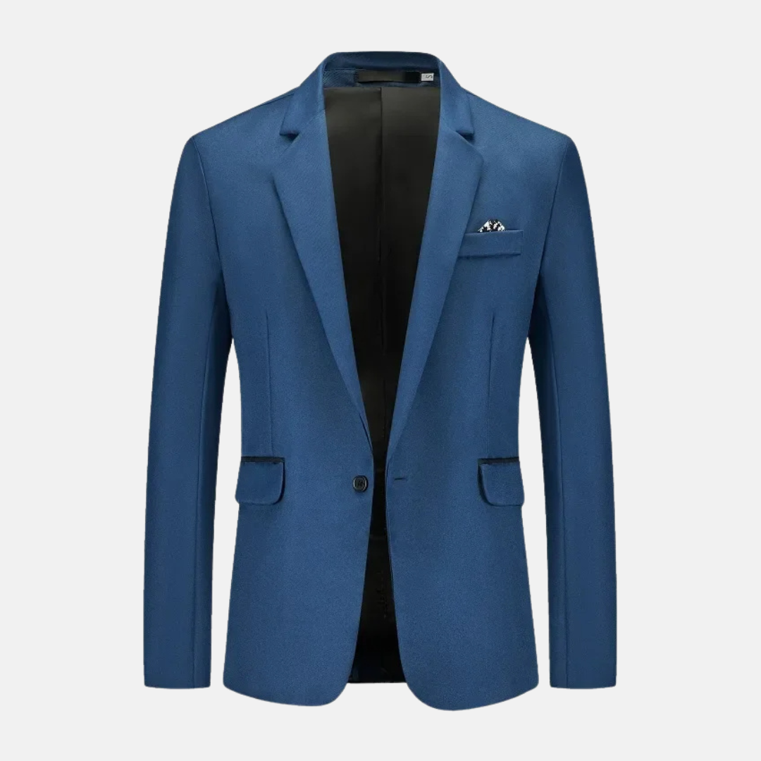 Blazer Homme Ajusté à Revers Crantés