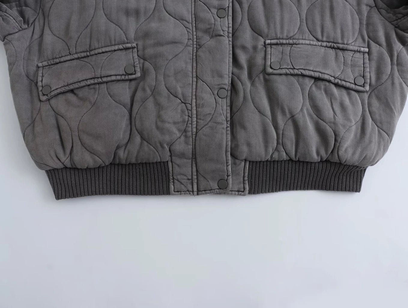 Blouson Matelassé Oversize à Col Montant