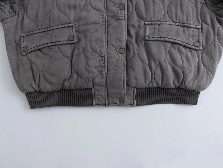 Blouson Matelassé Oversize à Col Montant