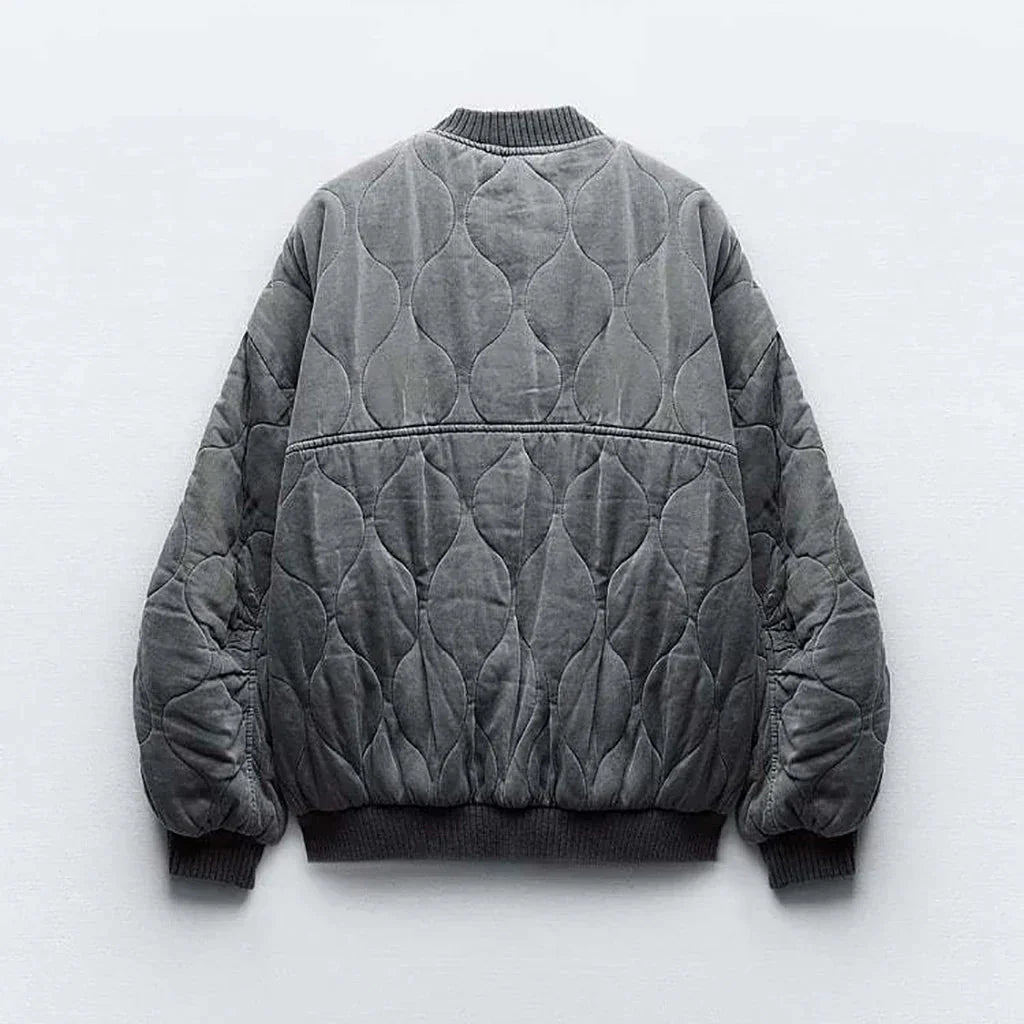 Blouson Matelassé Oversize à Col Montant