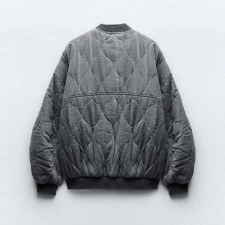 Blouson Matelassé Oversize à Col Montant