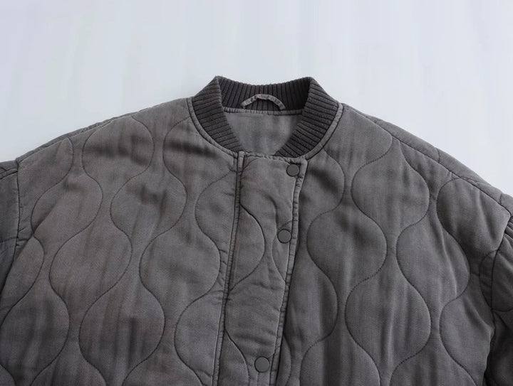 Blouson Matelassé Oversize à Col Montant