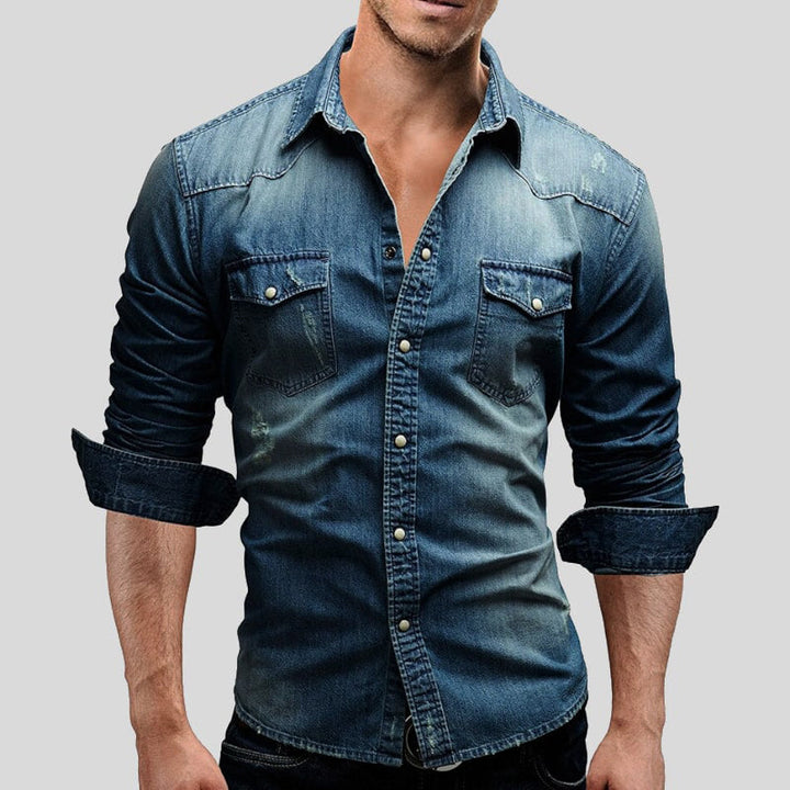 Chemise Homme Denim Slim Moderne