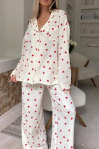 Ensemble Pyjama Imprimé Cœurs Femme