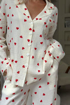 Ensemble Pyjama Imprimé Cœurs Femme
