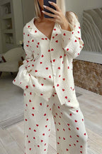 Ensemble Pyjama Imprimé Cœurs Femme