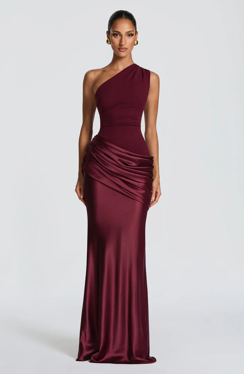 Robe Longue Asymétrique Drapée Femme