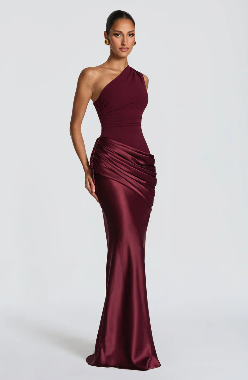 Robe Longue Asymétrique Drapée Femme