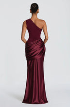 Robe Longue Asymétrique Drapée Femme