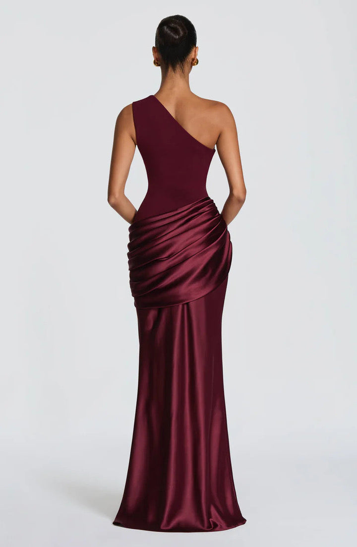 Robe Longue Asymétrique Drapée Femme