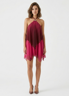 Robe Courte Drapée à Col Halter Femme