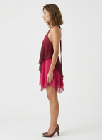 Robe Courte Drapée à Col Halter Femme