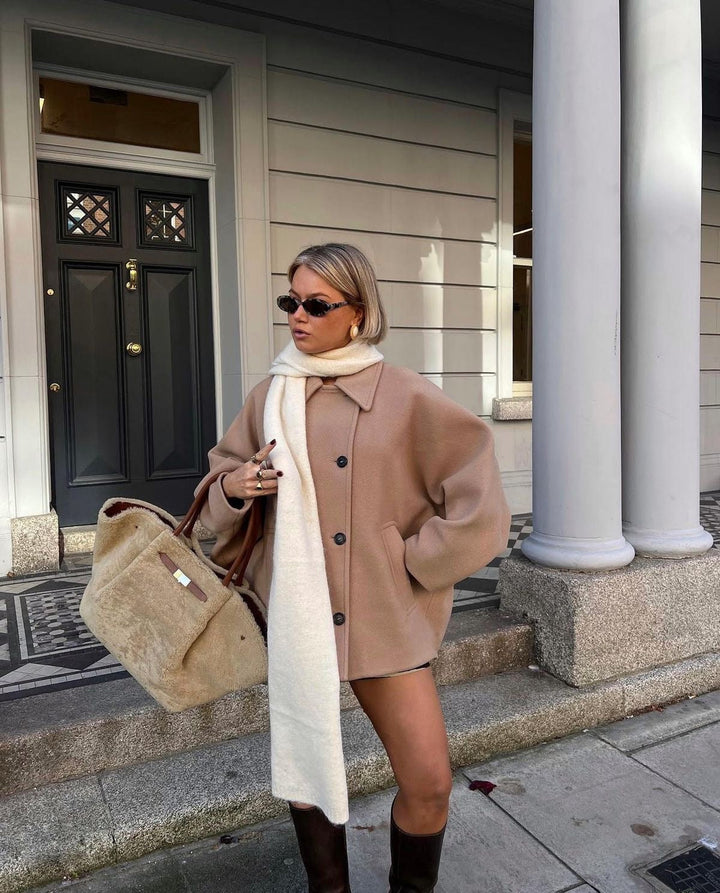 Veste Courte Oversize à Boutonnage Simple
