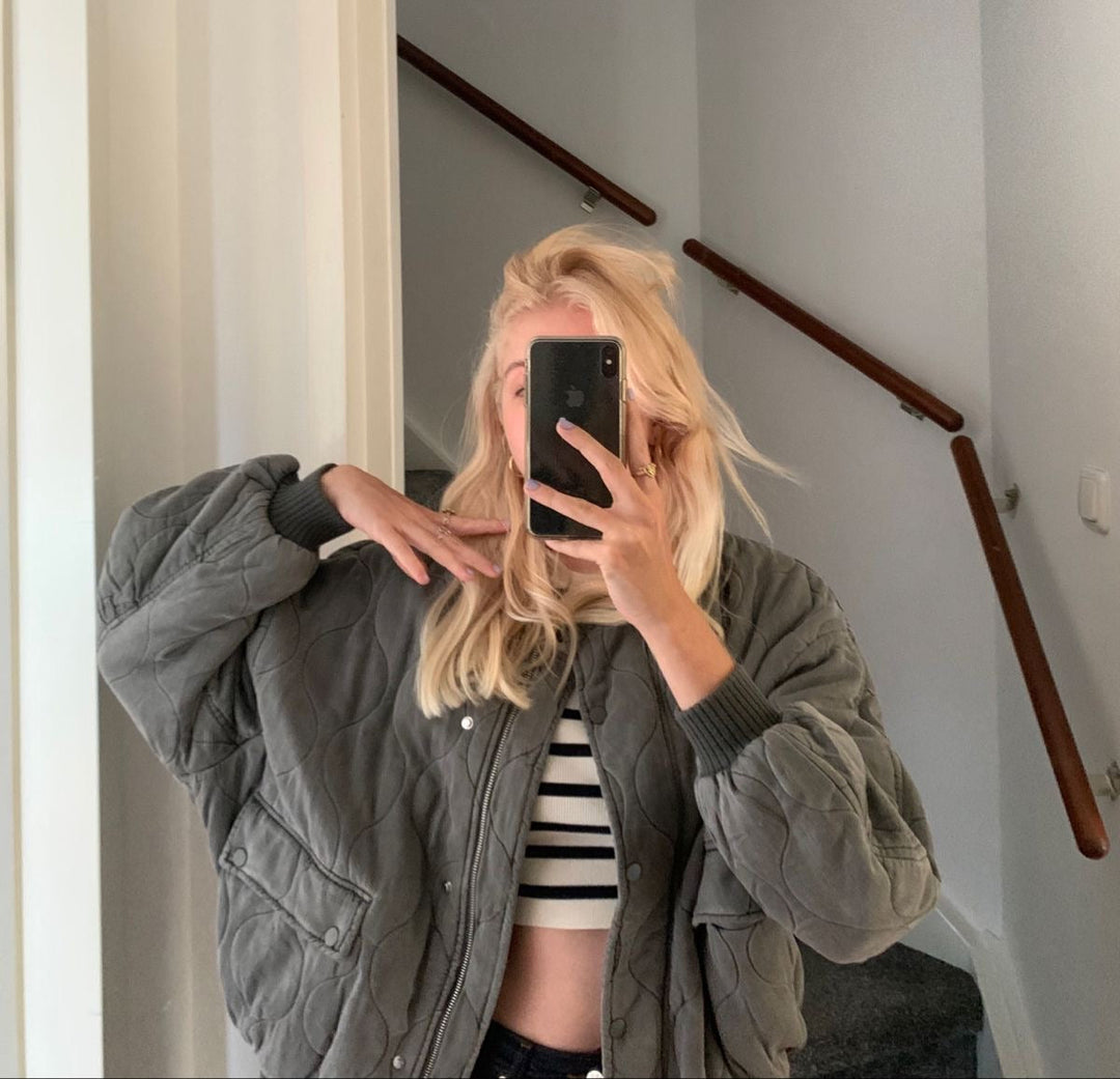Blouson Matelassé Oversize à Col Montant
