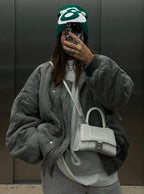 Blouson Matelassé Oversize à Col Montant