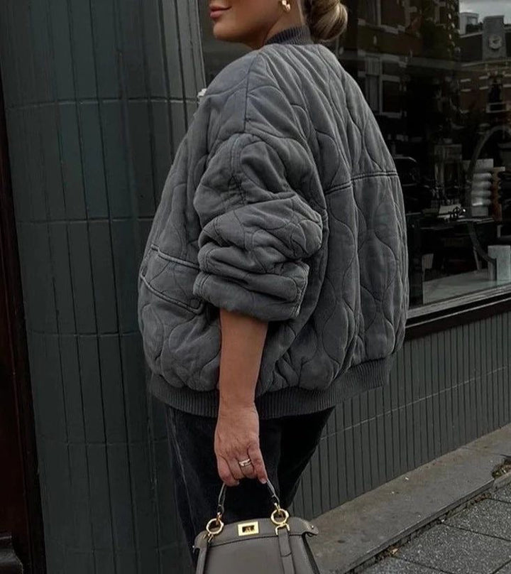 Blouson Matelassé Oversize à Col Montant
