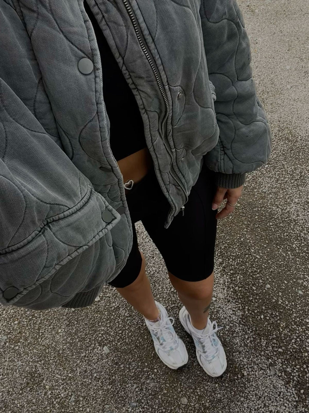 Blouson Matelassé Oversize à Col Montant