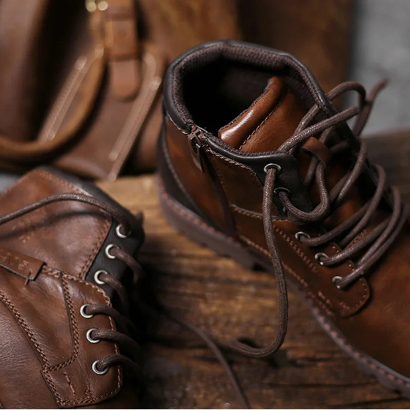 Bottines en Cuir Vintage Confort Durable et Style Authentique