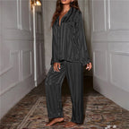 Ensemble Pyjama Satiné Rayé Femme