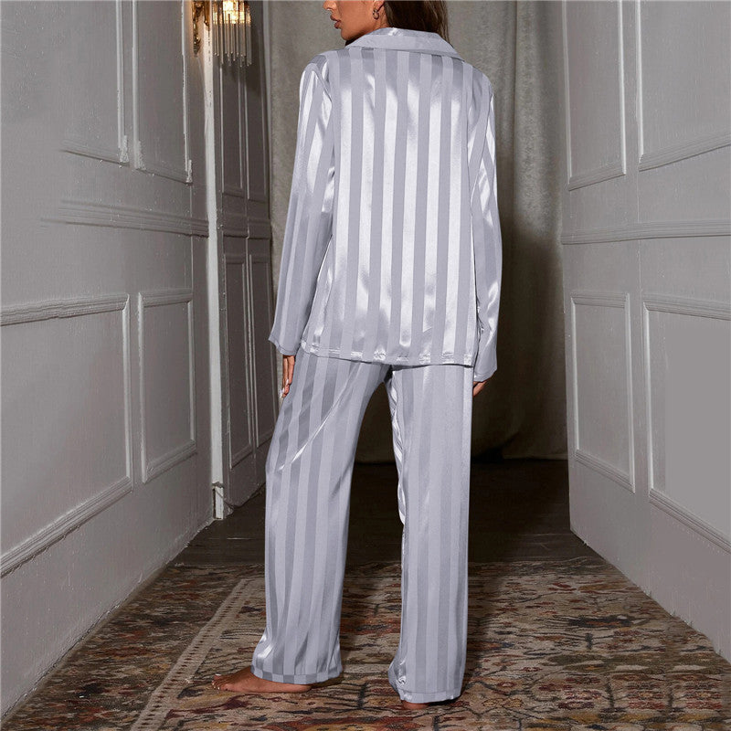 Ensemble Pyjama Satiné Rayé Femme