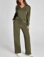 Ensemble Maille Col V et Pantalon Large