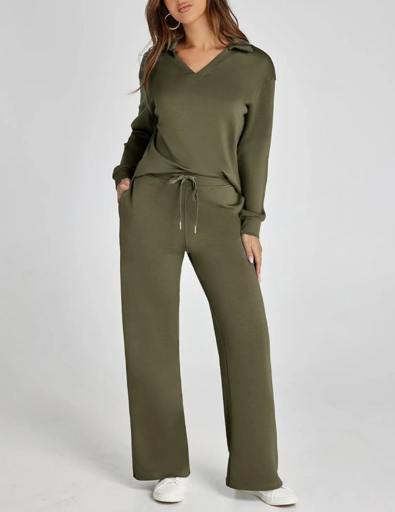 Ensemble Maille Col V et Pantalon Large