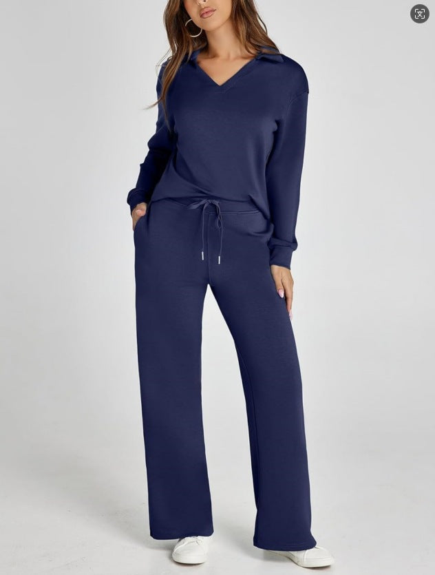 Ensemble Maille Col V et Pantalon Large