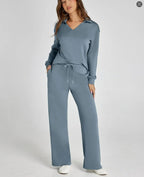 Ensemble Maille Col V et Pantalon Large