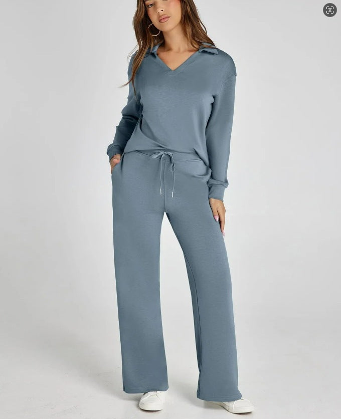Ensemble Maille Col V et Pantalon Large