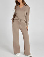 Ensemble Maille Col V et Pantalon Large
