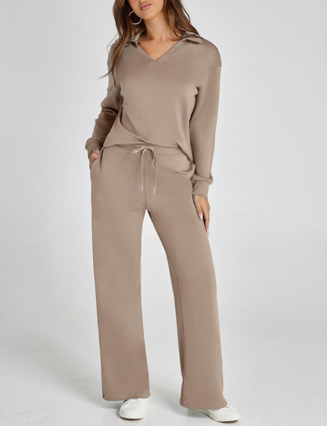 Ensemble Maille Col V et Pantalon Large