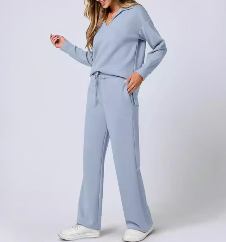 Ensemble Maille Col V et Pantalon Large