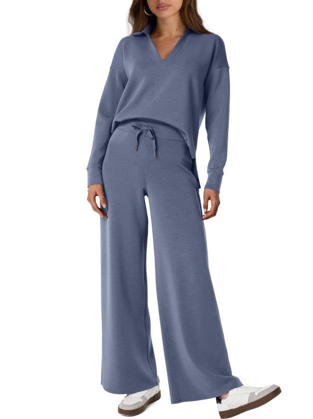 Ensemble Maille Col V et Pantalon Large