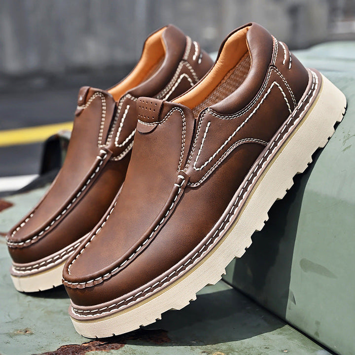 Chaussures Slip-On en Cuir Semelle Épaisse Confort et Style Urbain