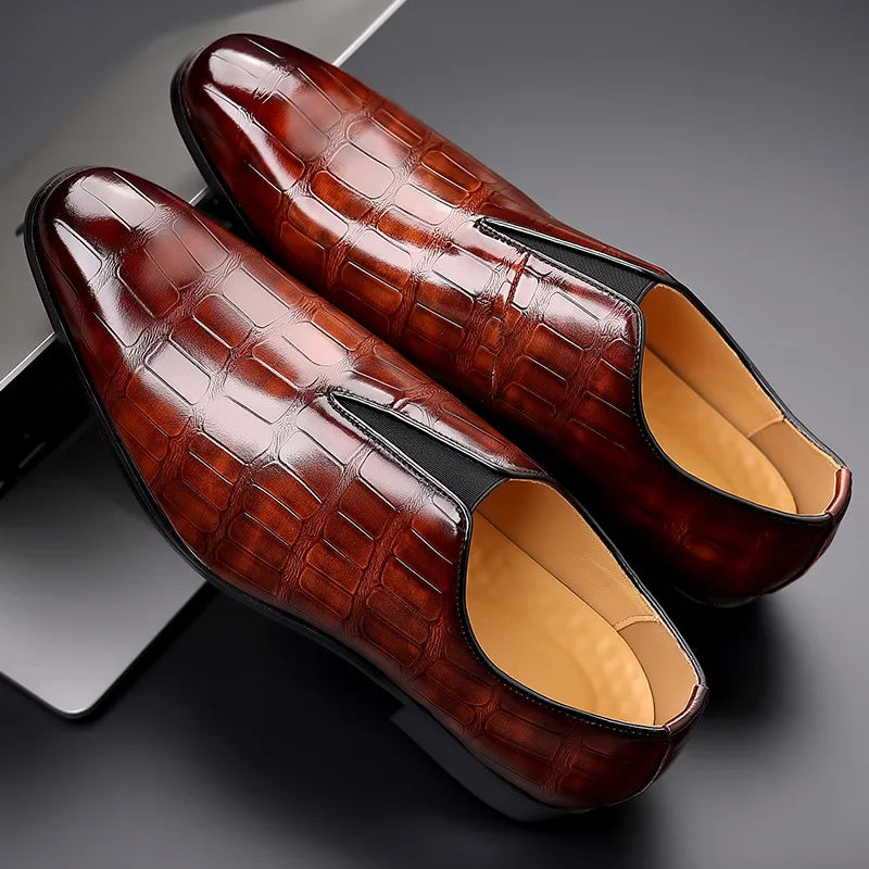 Chaussures en Cuir Crocodile Élégantes Style Luxe et Confort