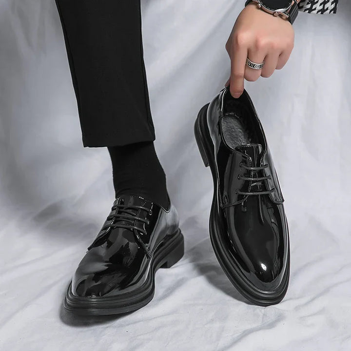 Chaussures Derby en Cuir Verni Élégantes Style Formel et Confort