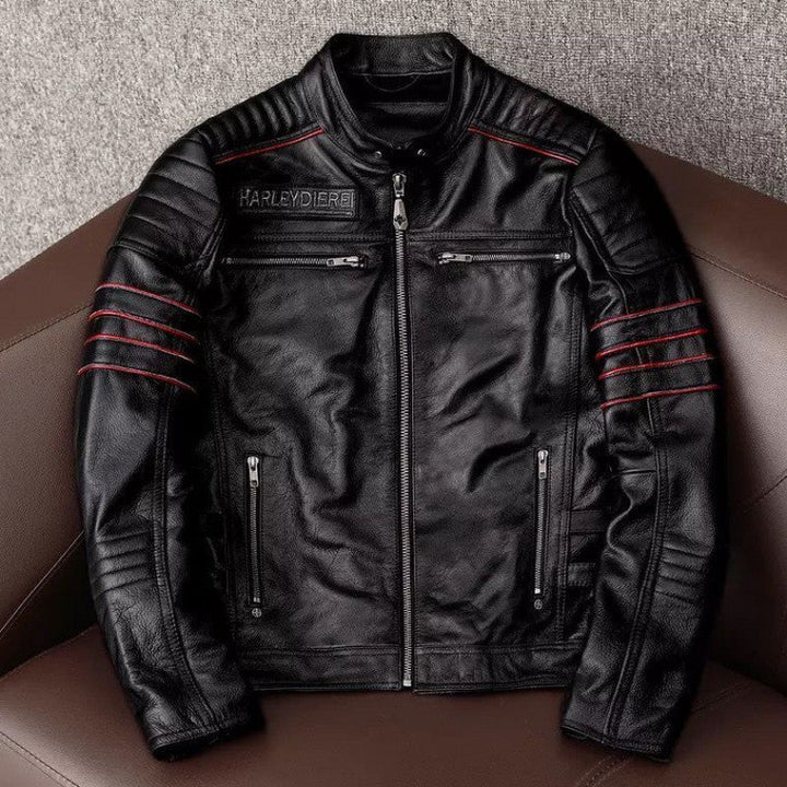 Blouson Motard en Cuir Style Biker et Confort Premium