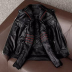 Blouson Motard en Cuir Style Biker et Confort Premium