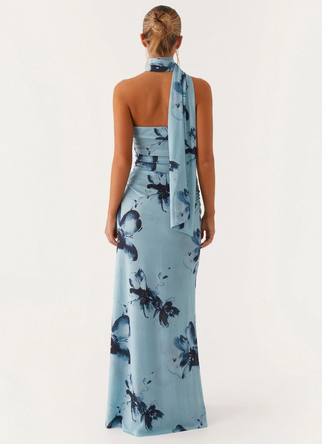 Robe Longue Asymétrique à Col Montant Femme