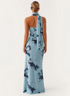 Robe Longue Asymétrique à Col Montant Femme