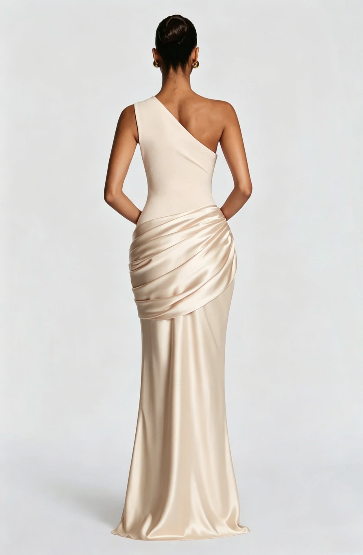 Robe Longue Asymétrique Drapée Femme